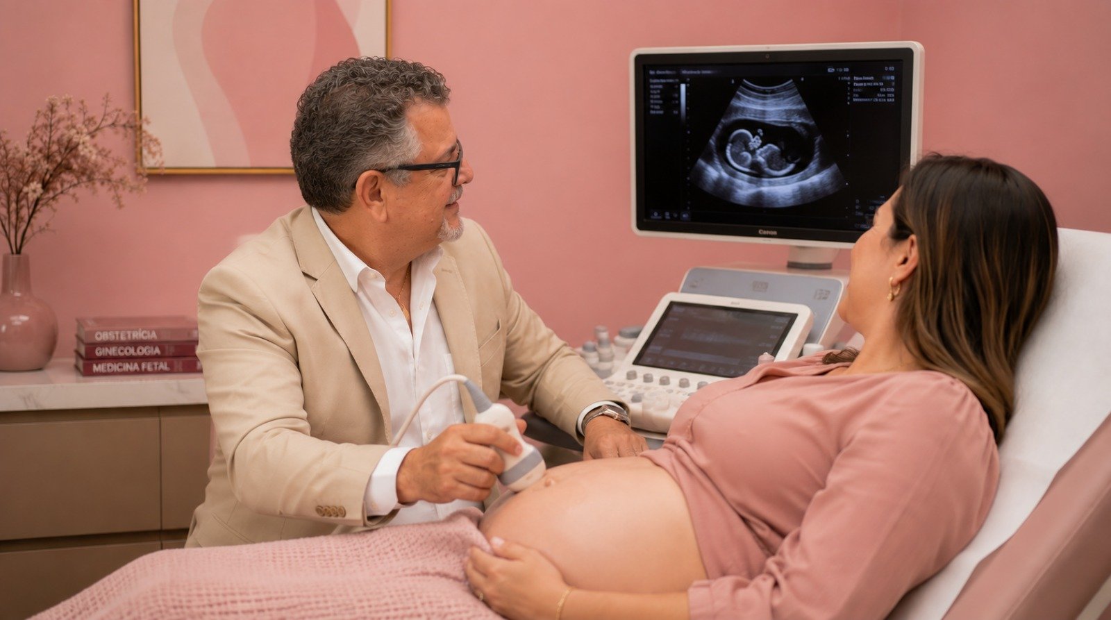 Dr. Antônio Fernandes realizando ultrassonografia obstétrica